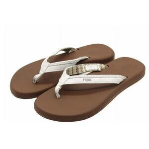Flojos Maddy Memory Foam Flip Flops Ivory Tan Women's size 7 or 9